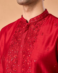 Manyavar Men Opulent Red Kurta Pajama