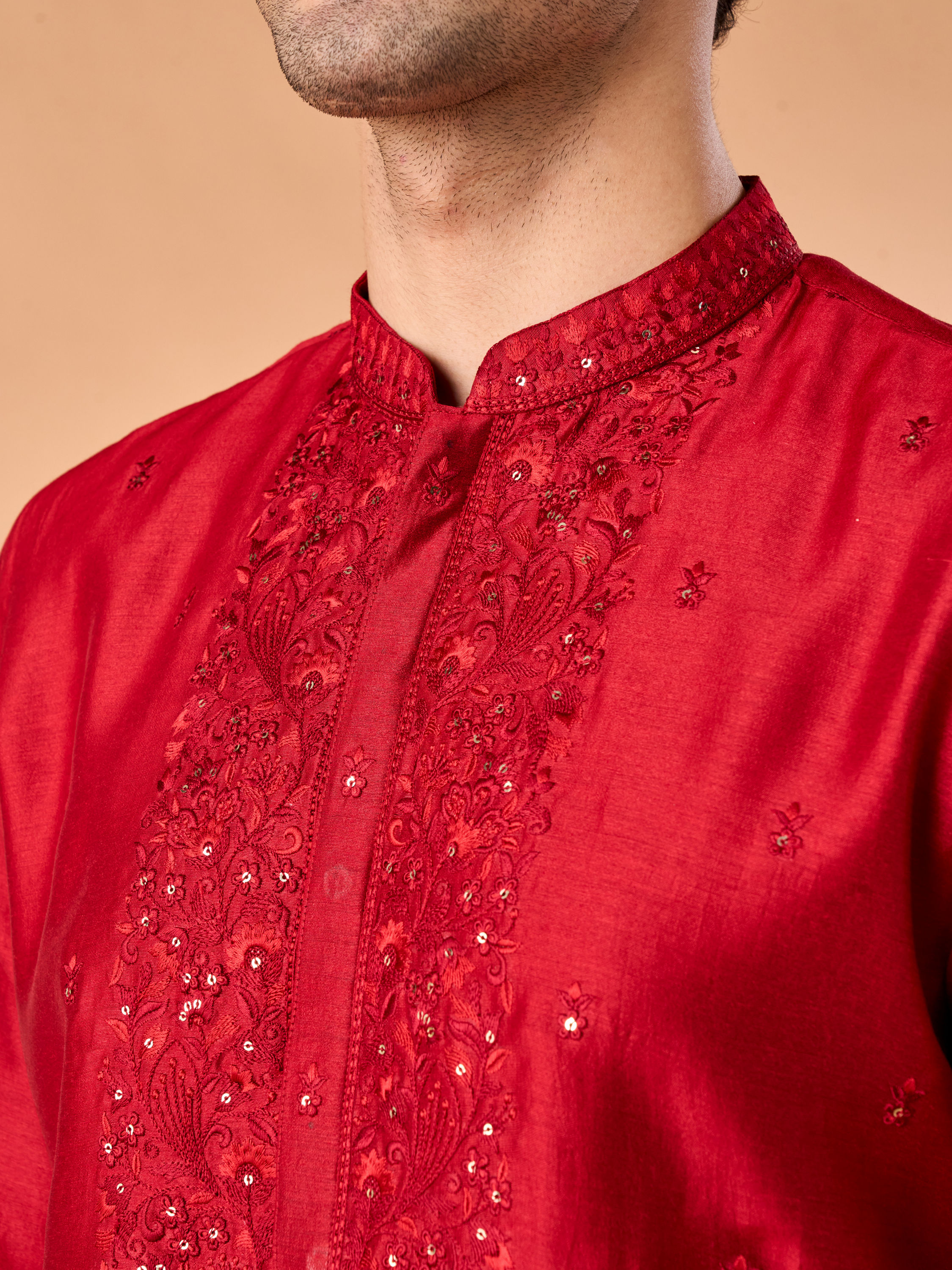 Manyavar Men Opulent Red Kurta Pajama