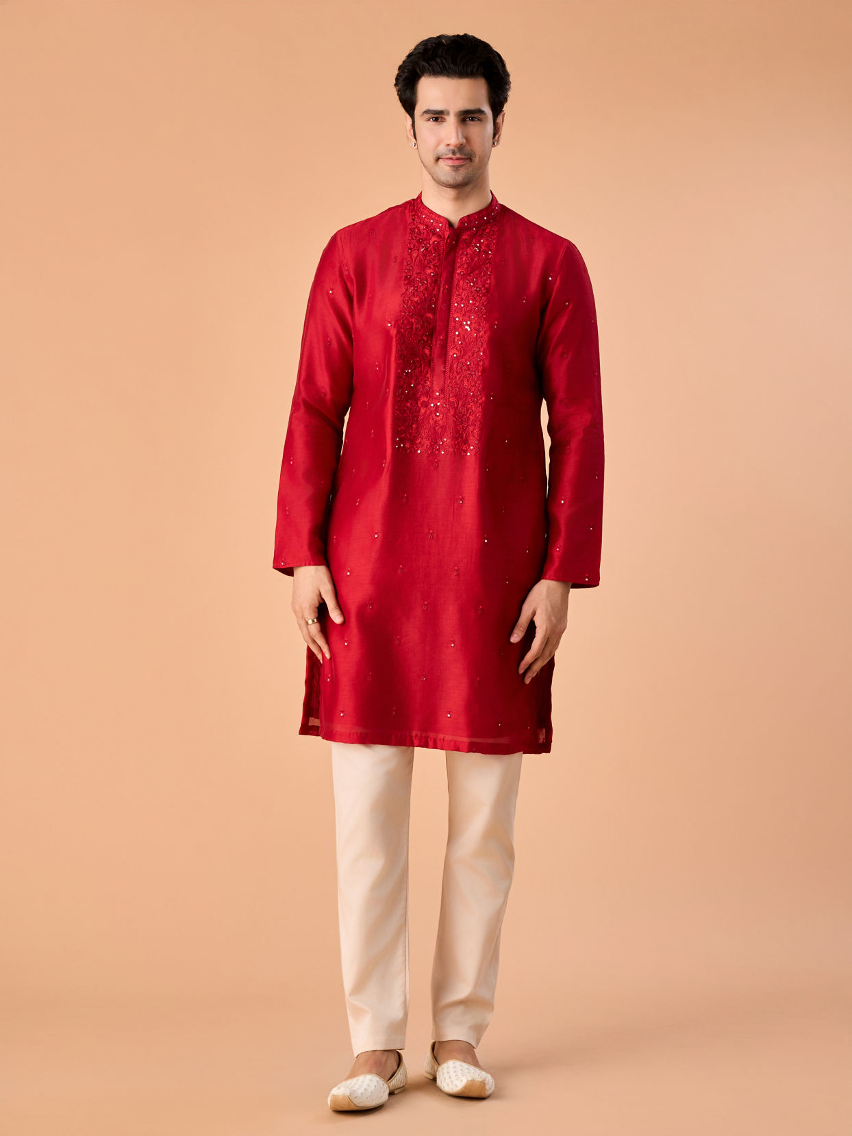 Manyavar Men Opulent Red Kurta Pajama