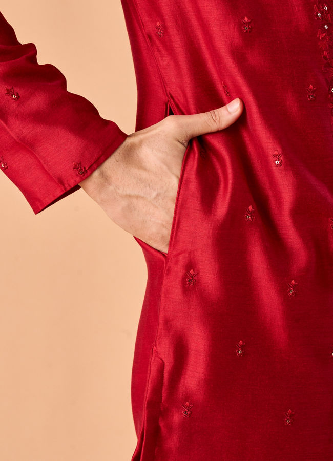 Manyavar Men Opulent Red Kurta Pajama