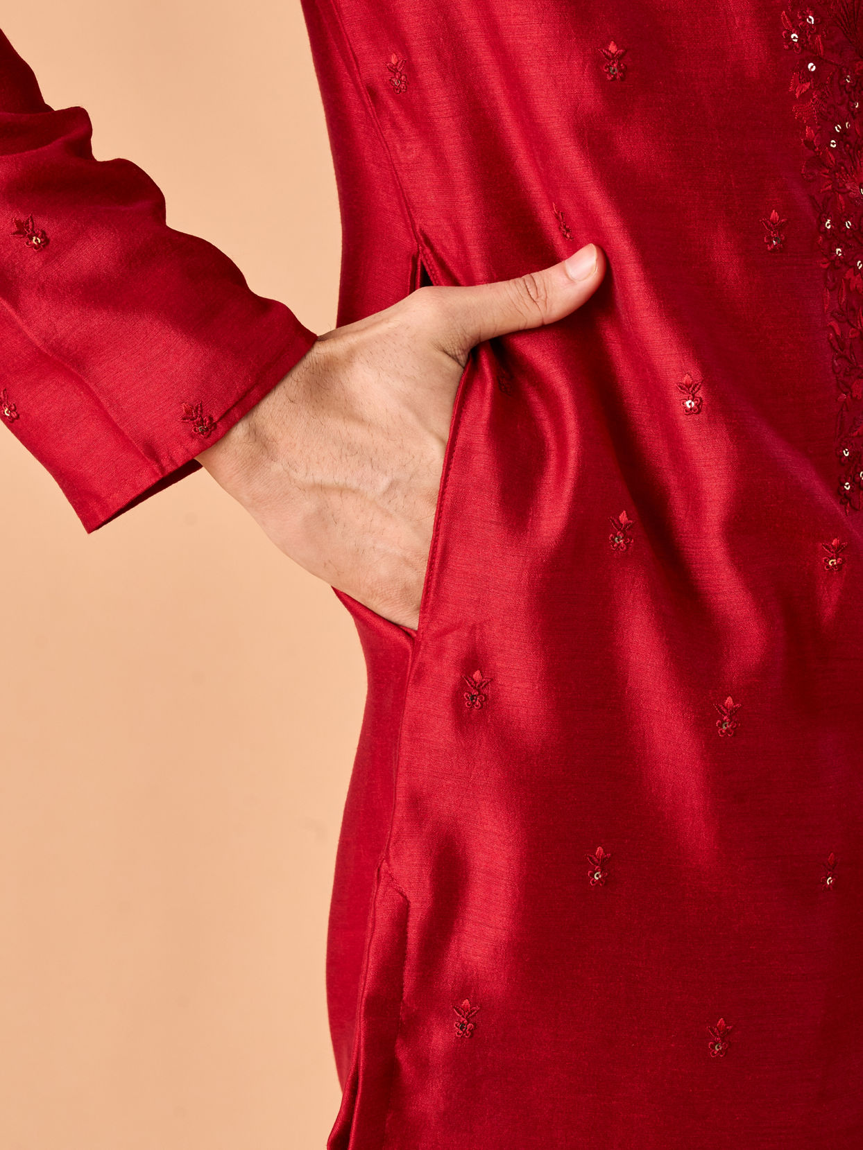 Manyavar Men Opulent Red Kurta Pajama