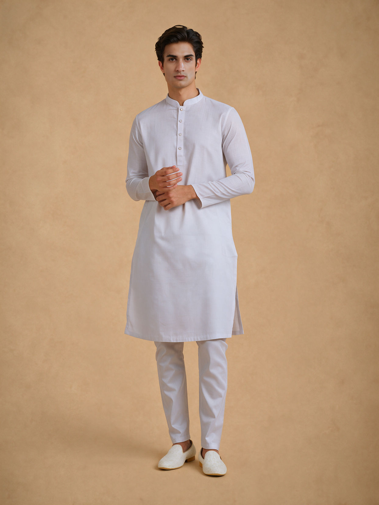 Manyavar Men Elegant White Kurta Pajama