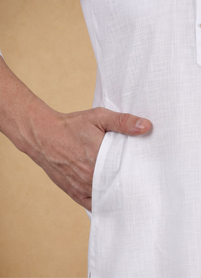 Manyavar Men Elegant White Kurta Pajama