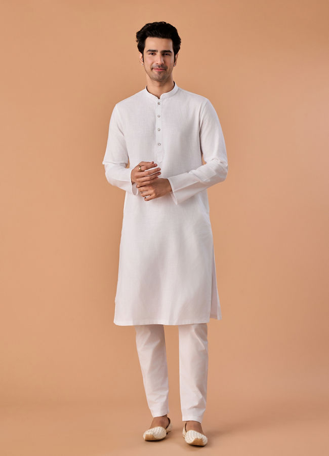 Manyavar Men Elegant White Kurta Pajama