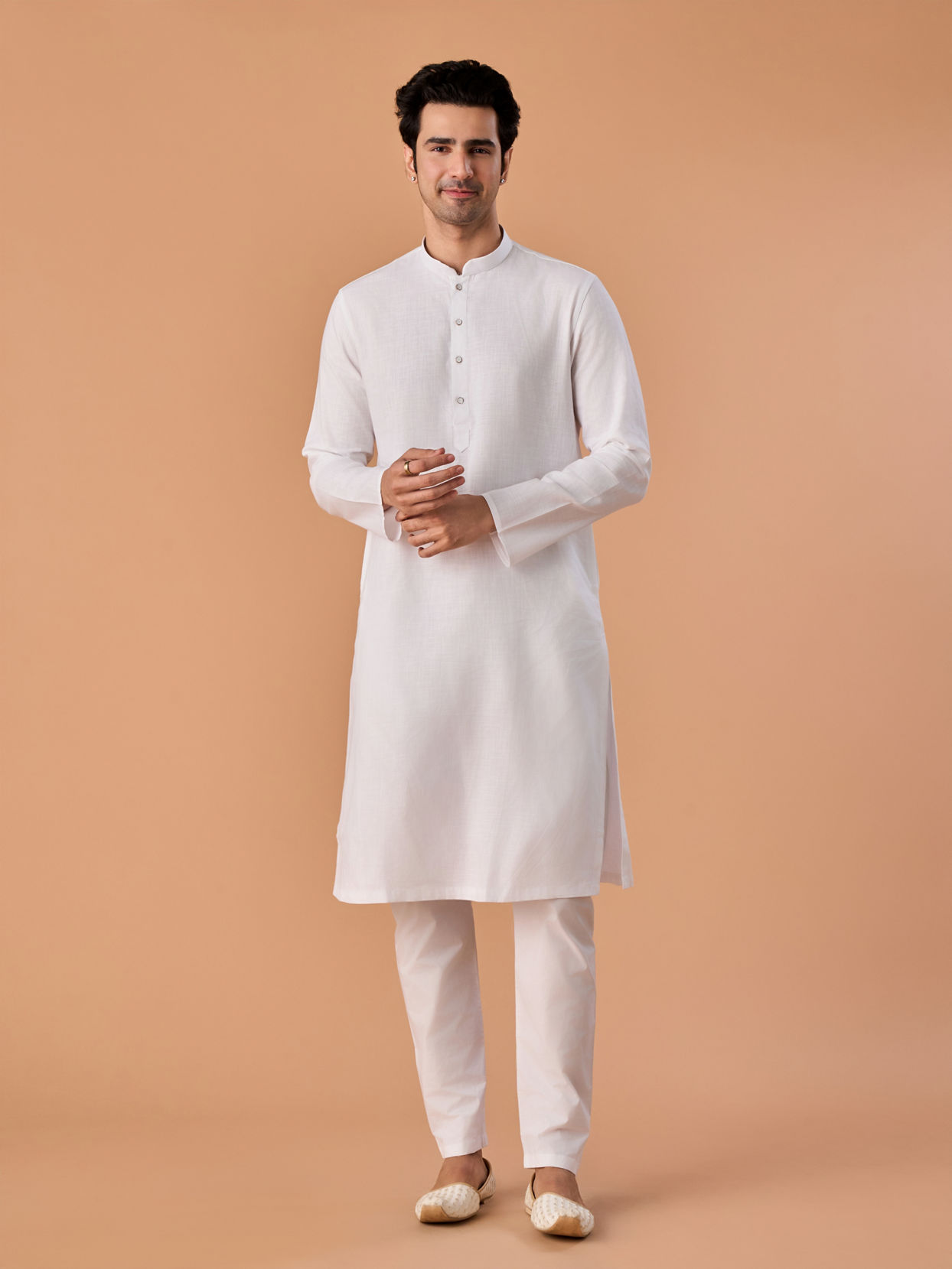 Manyavar Men Elegant White Kurta Pajama