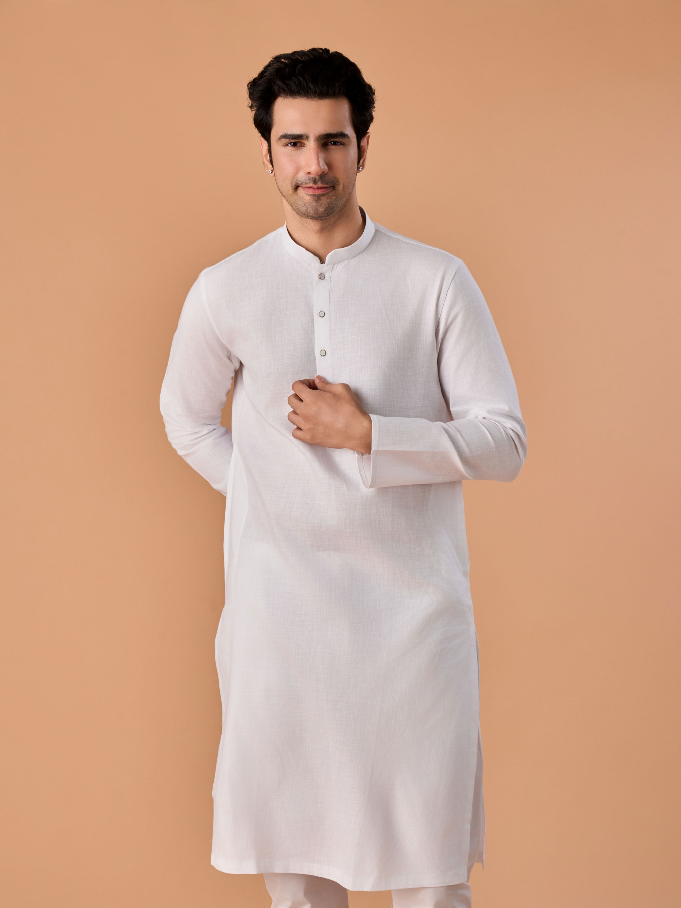 Manyavar Men Elegant White Kurta Pajama