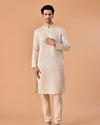 Manyavar Men Satin Elegance Cream Kurta Pajama