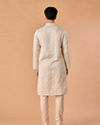 Manyavar Men Satin Elegance Cream Kurta Pajama