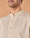 Manyavar Men Satin Elegance Cream Kurta Pajama
