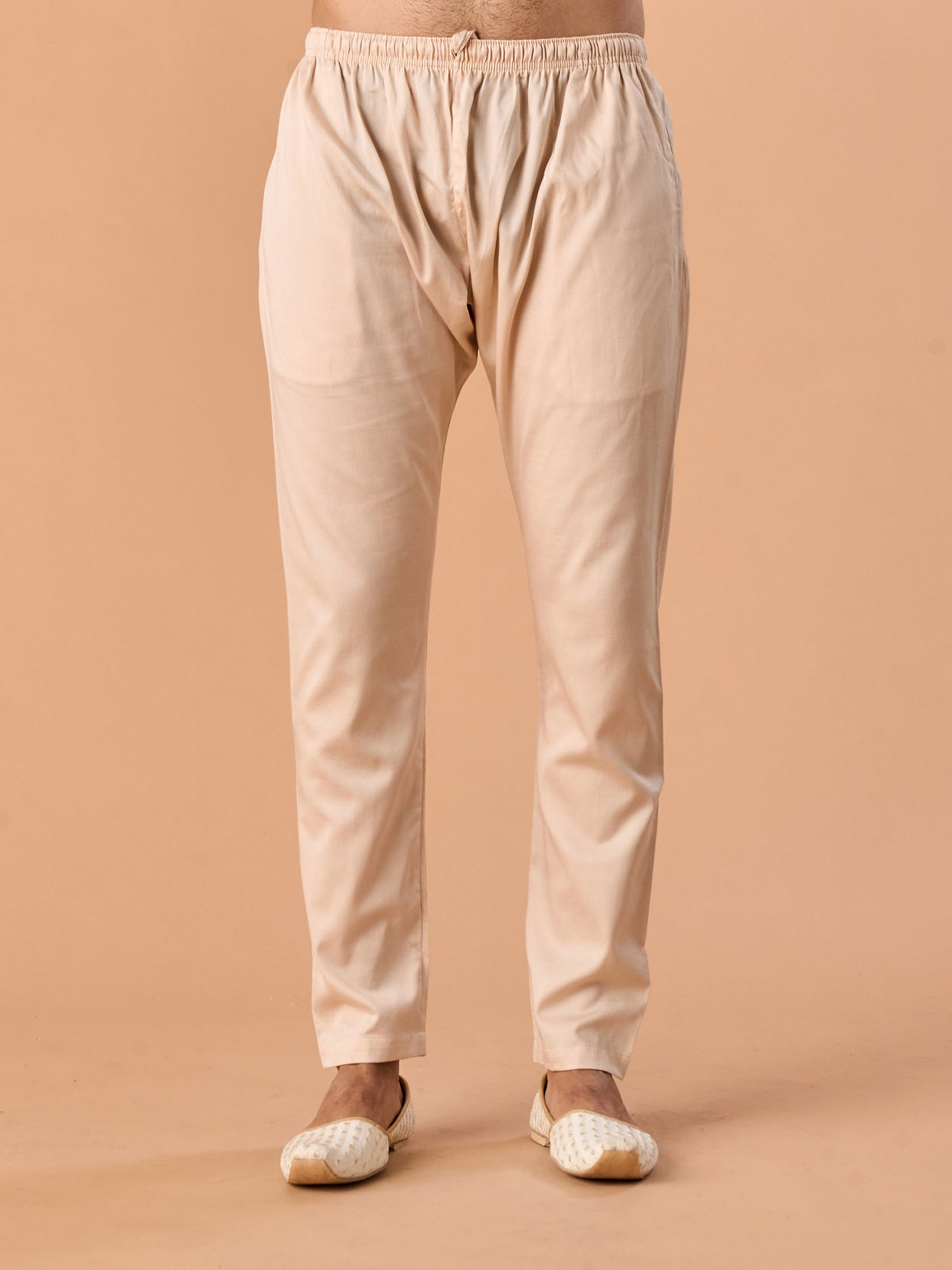 Manyavar Men Satin Elegance Cream Kurta Pajama