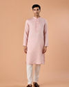 Manyavar Men Pink Satin Kurta Pajama