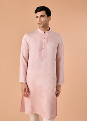 Manyavar Men Pink Satin Kurta Pajama
