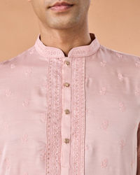 Manyavar Men Pink Satin Kurta Pajama