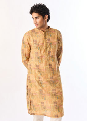 Manyavar Men Mustard Majesty Kurta Pajama