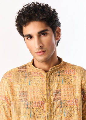 Manyavar Men Mustard Majesty Kurta Pajama