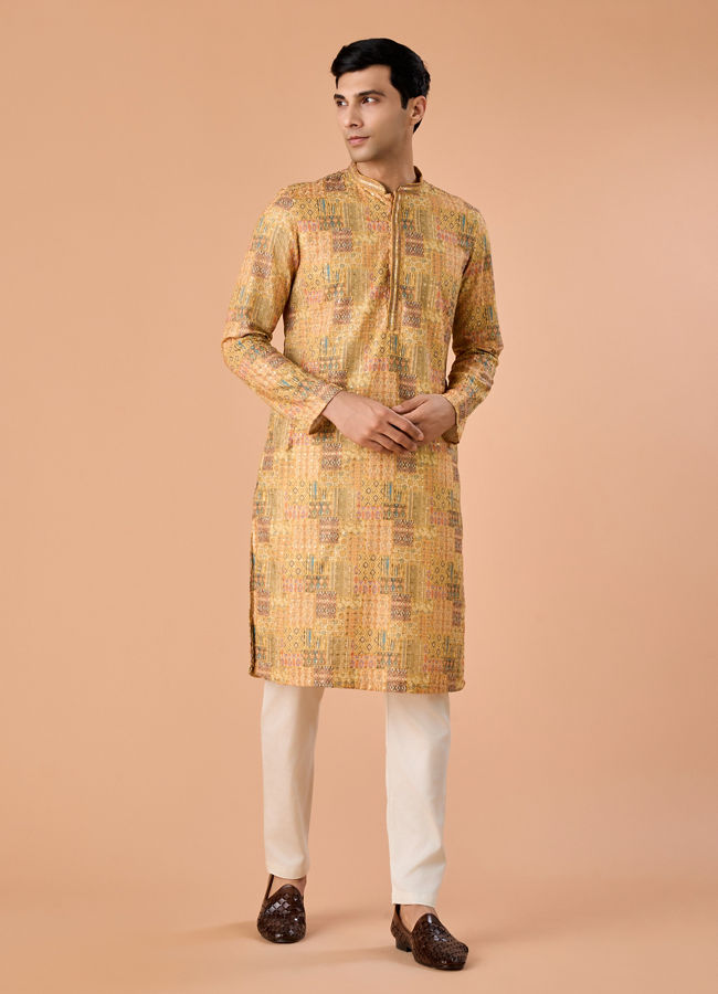Manyavar Men Mustard Majesty Kurta Pajama