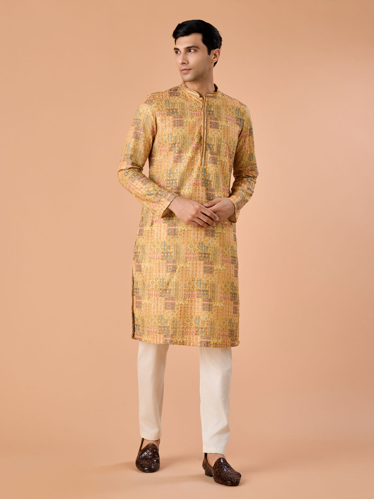 Manyavar Men Mustard Majesty Kurta Pajama
