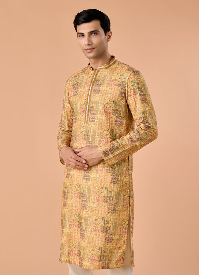 Manyavar Men Mustard Majesty Kurta Pajama
