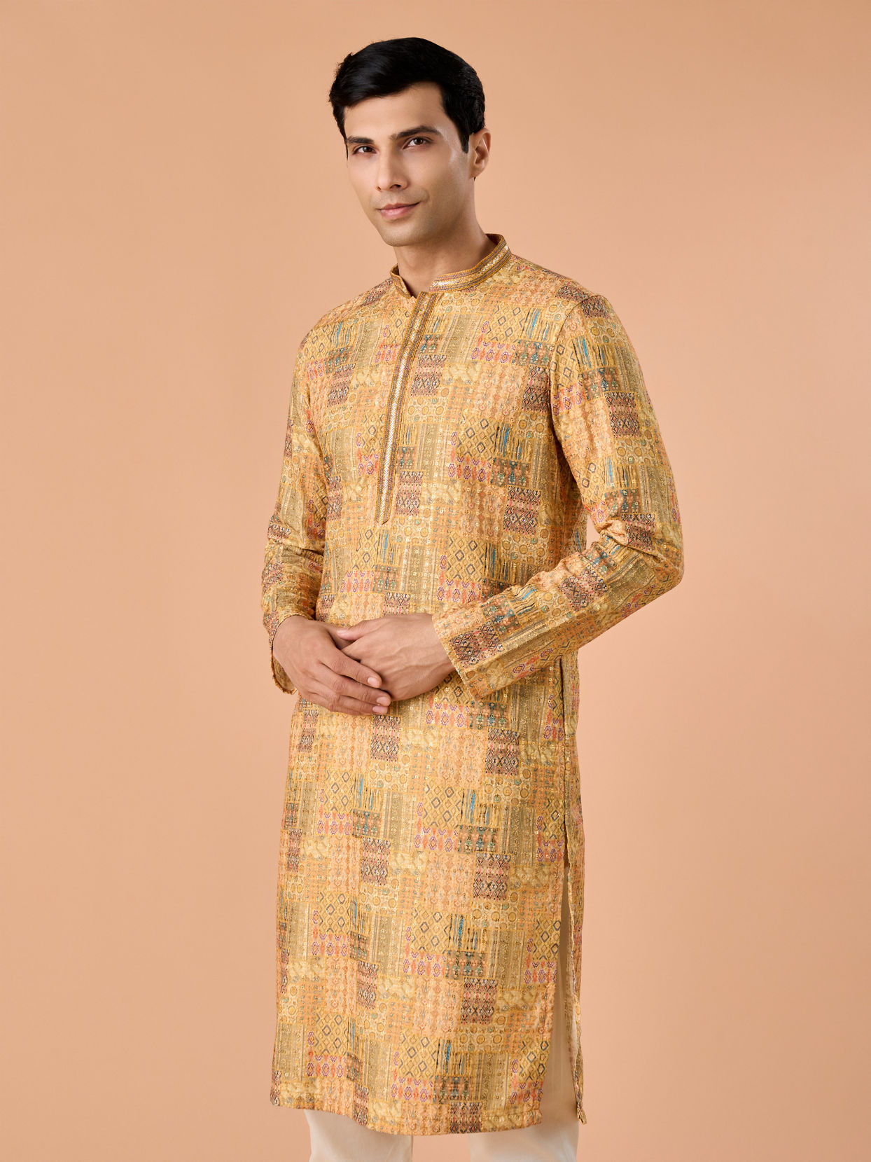 Manyavar Men Mustard Majesty Kurta Pajama