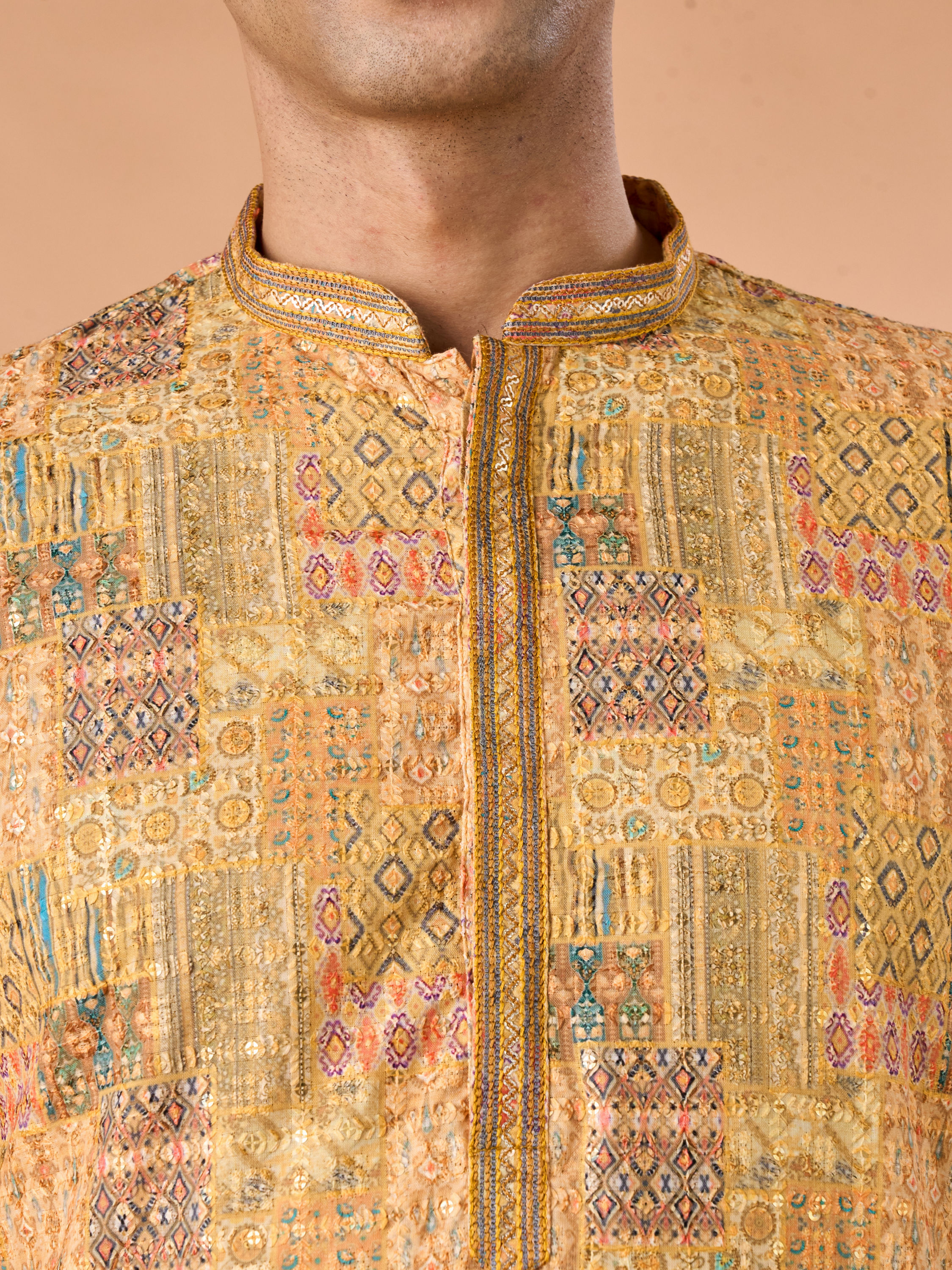 Manyavar Men Mustard Majesty Kurta Pajama