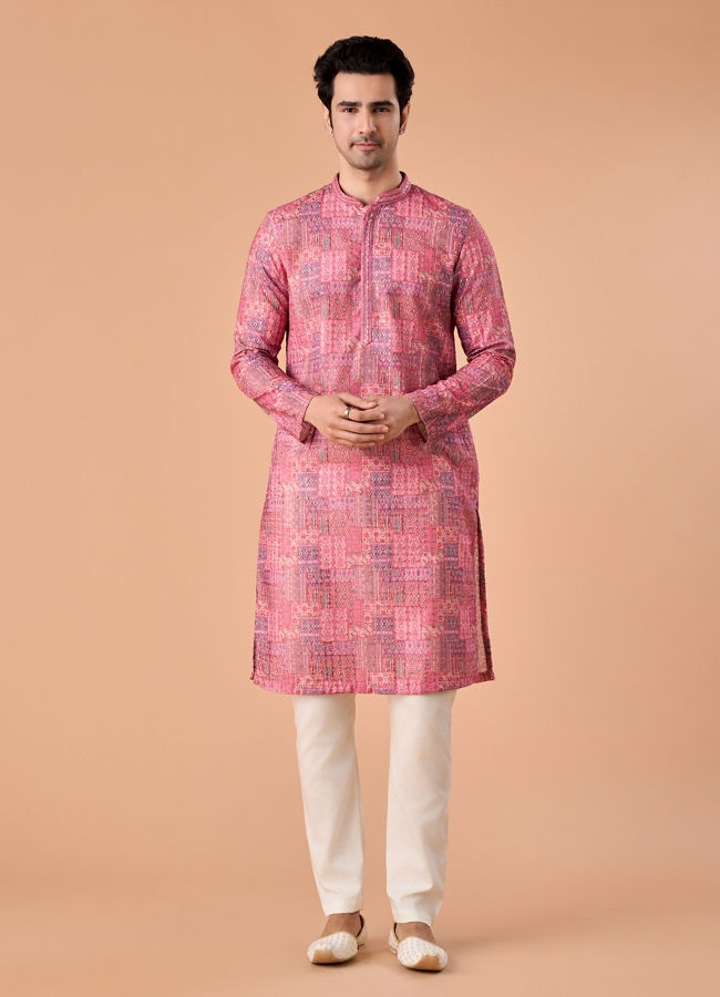 Manyavar Men Pink Charm Kurta Pajama