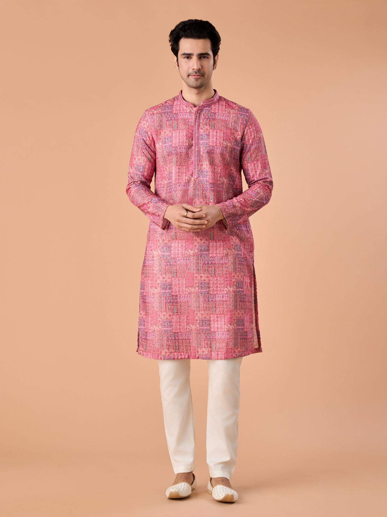 Manyavar Men Pink Charm Kurta Pajama