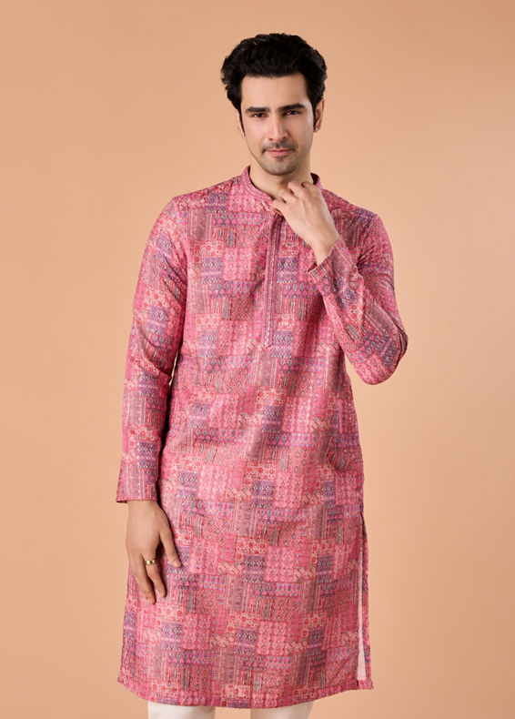 Manyavar Men Pink Charm Kurta Pajama