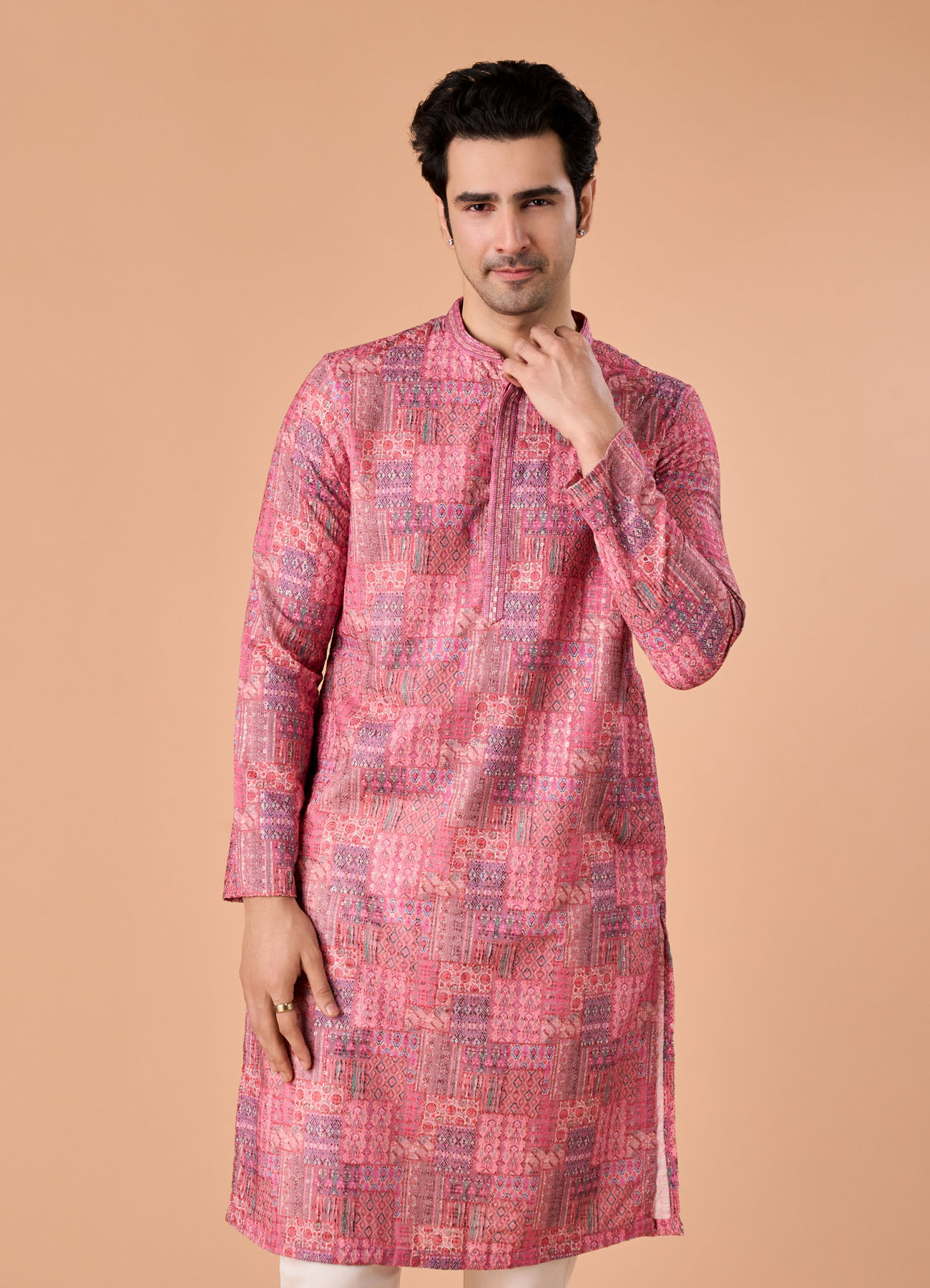Manyavar Men Pink Charm Kurta Pajama