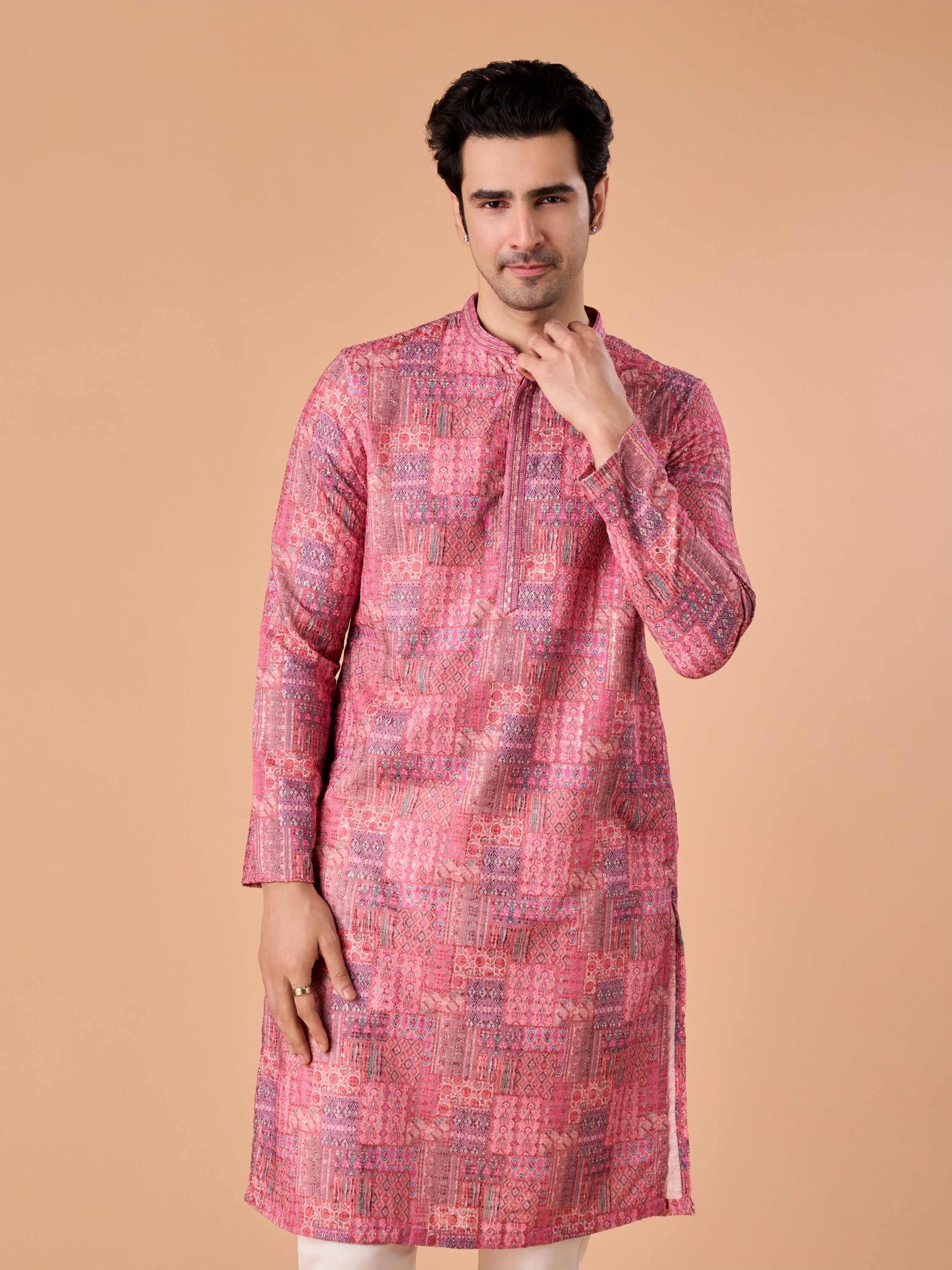 Manyavar Men Pink Charm Kurta Pajama