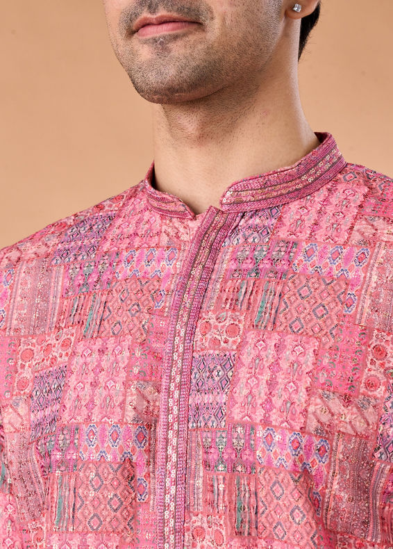 Manyavar Men Pink Charm Kurta Pajama
