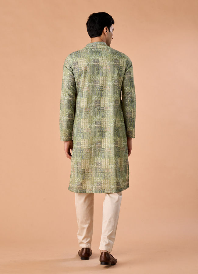 Manyavar Men Light Mid Green Kurta Pajama