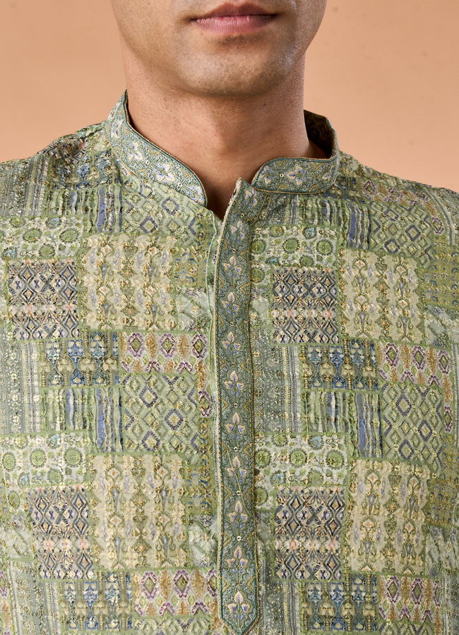 Manyavar Men Light Mid Green Kurta Pajama