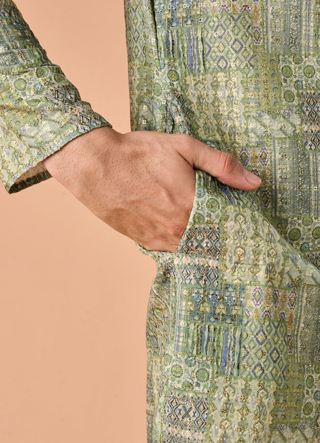 Manyavar Men Light Mid Green Kurta Pajama