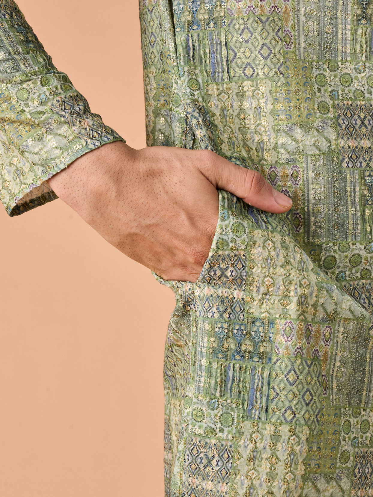 Manyavar Men Light Mid Green Kurta Pajama