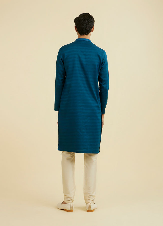 Manyavar Men Teal Blue Cotton Kurta Pajama