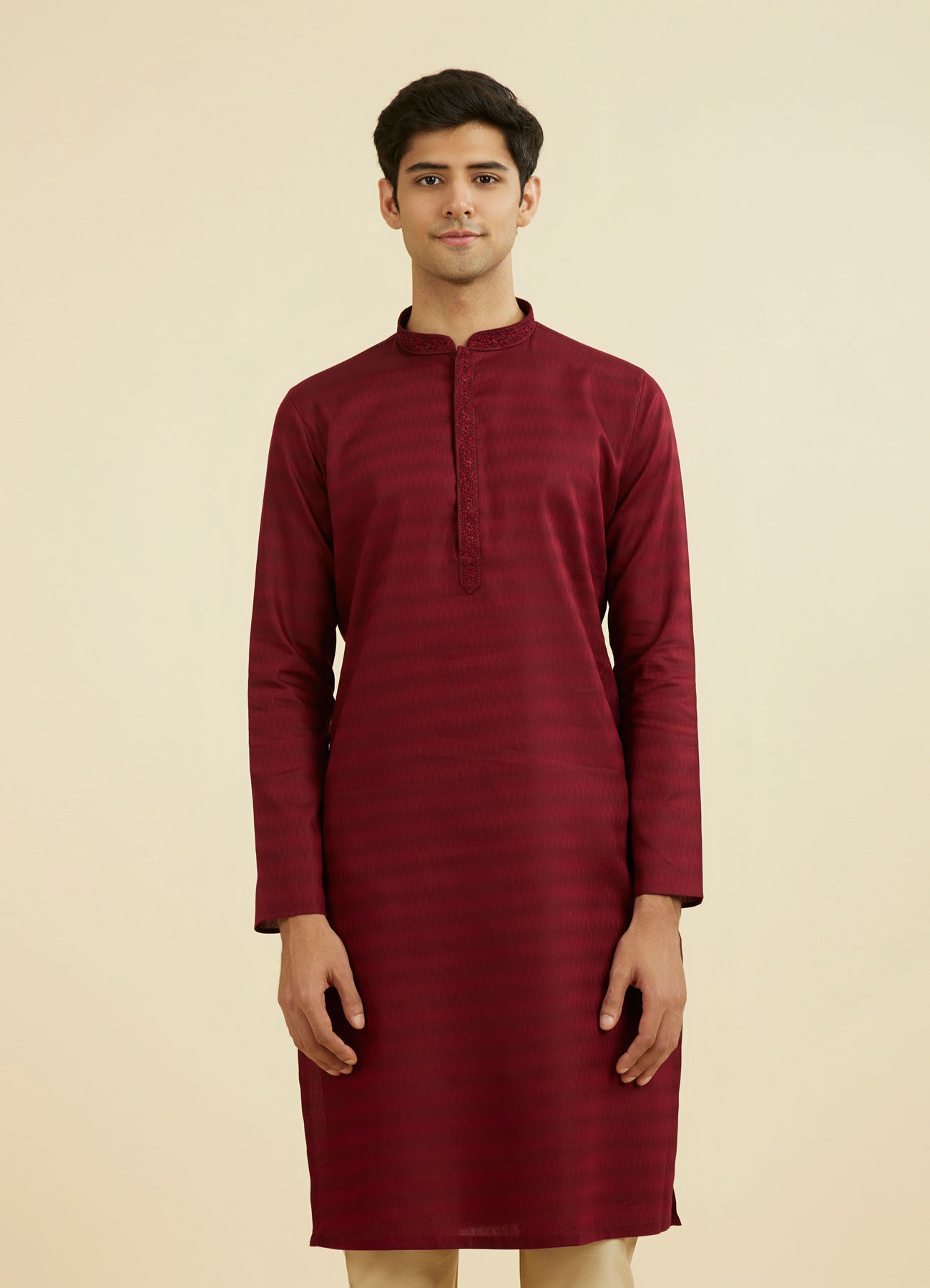 Manyavar Men Maroon Elegance Kurta Pajama