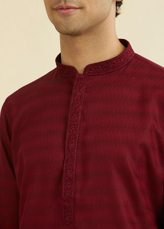 Manyavar Men Maroon Elegance Kurta Pajama
