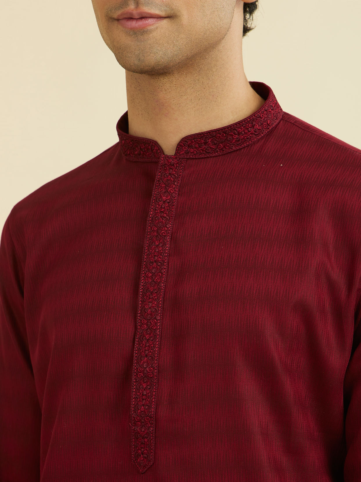 Manyavar Men Maroon Elegance Kurta Pajama