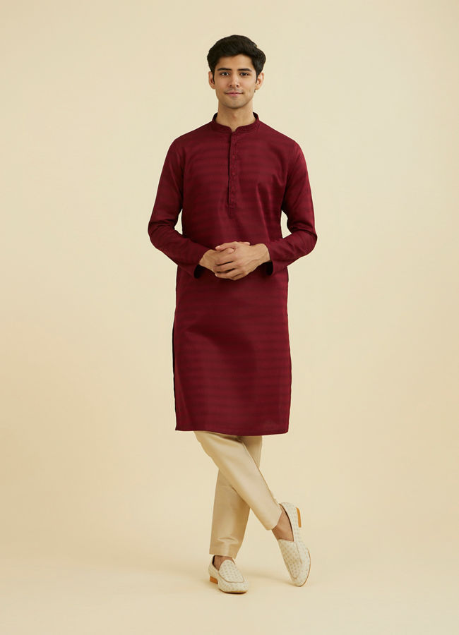 Manyavar Men Maroon Elegance Kurta Pajama