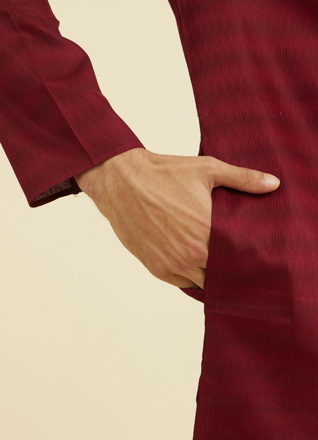 Manyavar Men Maroon Elegance Kurta Pajama