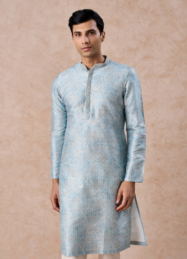 Manyavar Men Dewy Dawn Blue Kurta Pajama