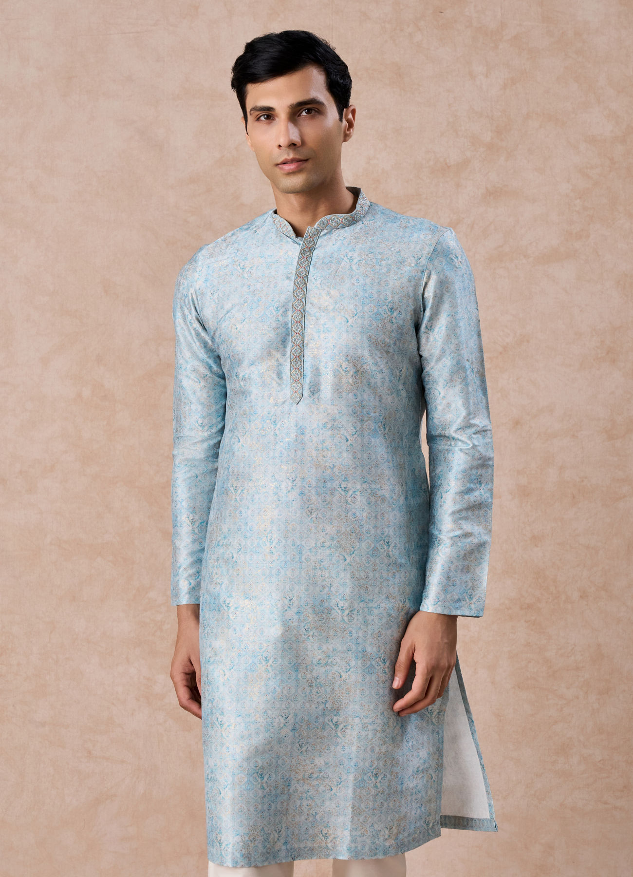 Manyavar Men Dewy Dawn Blue Kurta Pajama