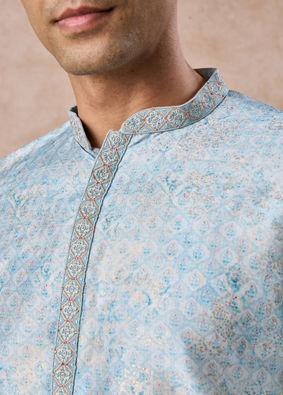 Manyavar Men Dewy Dawn Blue Kurta Pajama