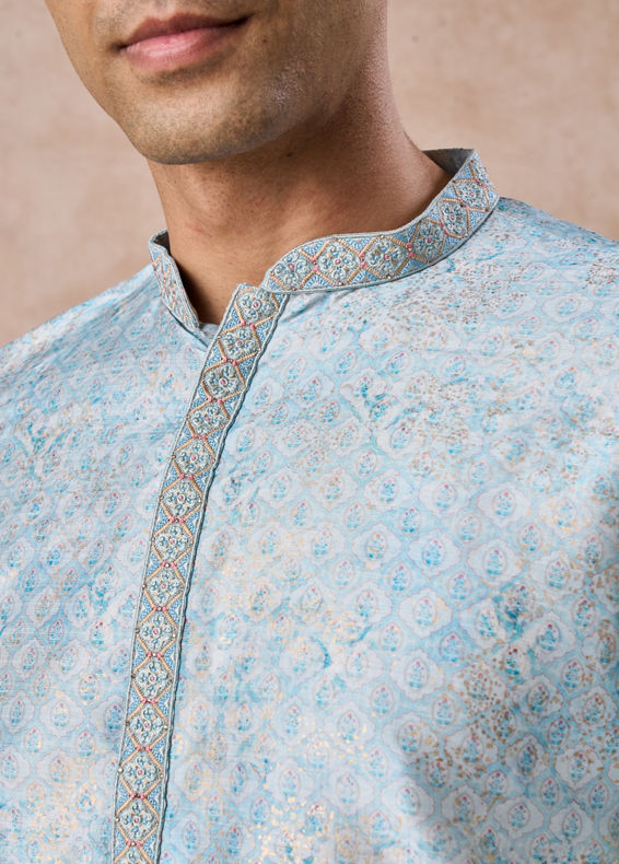 Manyavar Men Dewy Dawn Blue Kurta Pajama