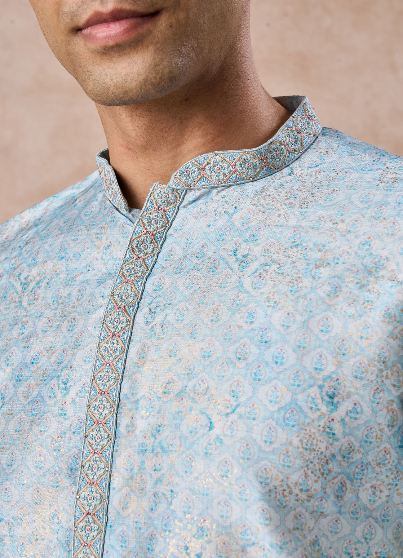 Manyavar Men Dewy Dawn Blue Kurta Pajama