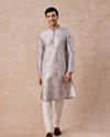 Manyavar Men Elegant Light Grey Kurta Pajama Set