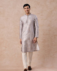Manyavar Men Elegant Light Grey Kurta Pajama Set