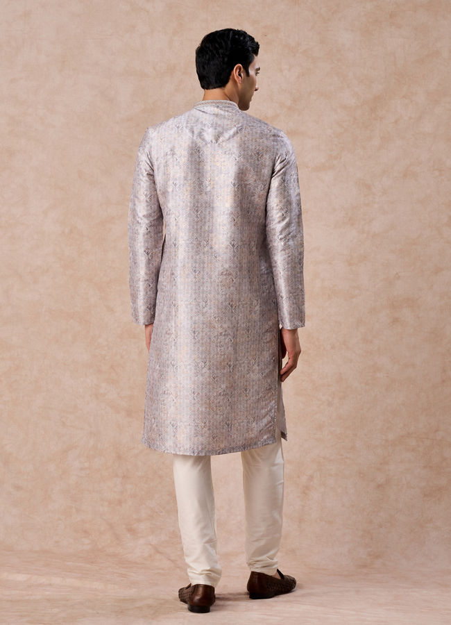Manyavar Men Elegant Light Grey Kurta Pajama Set