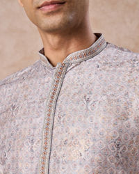 Manyavar Men Elegant Light Grey Kurta Pajama Set
