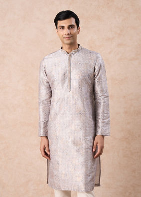 Manyavar Men Elegant Light Grey Kurta Pajama Set